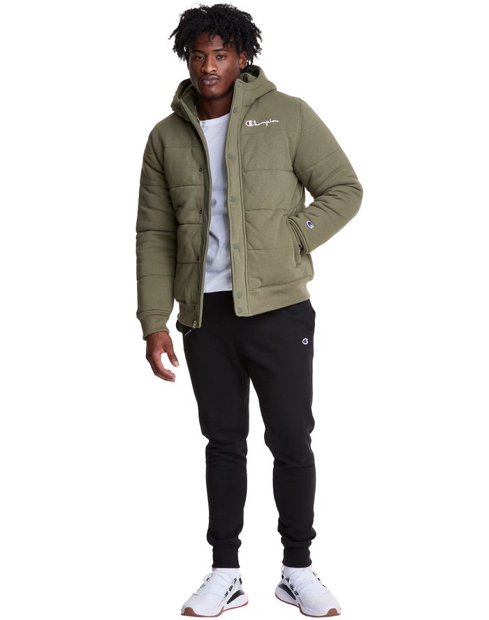 Champion reverse weave hooded cheap puffer jacket